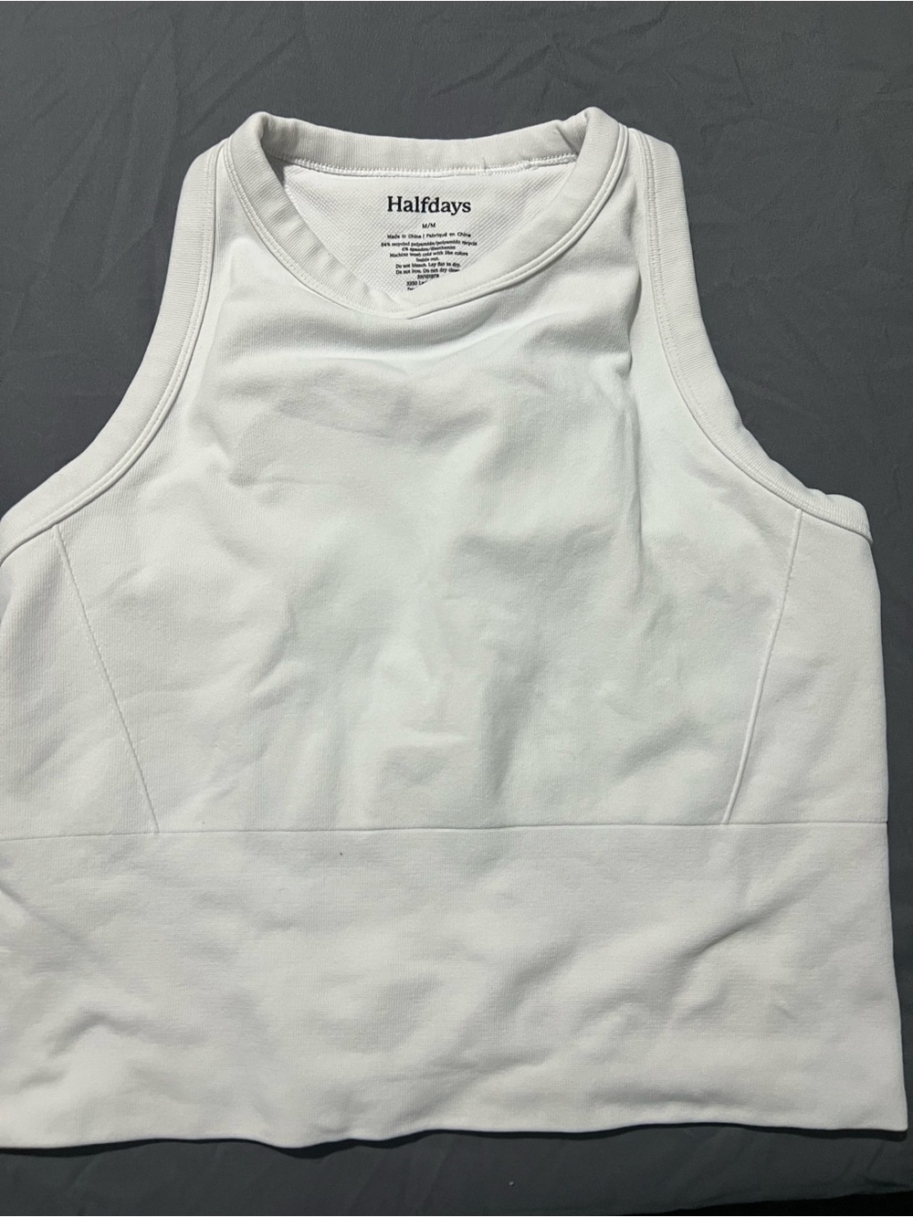 Halfdays White High-Neck Cropped Tank Top